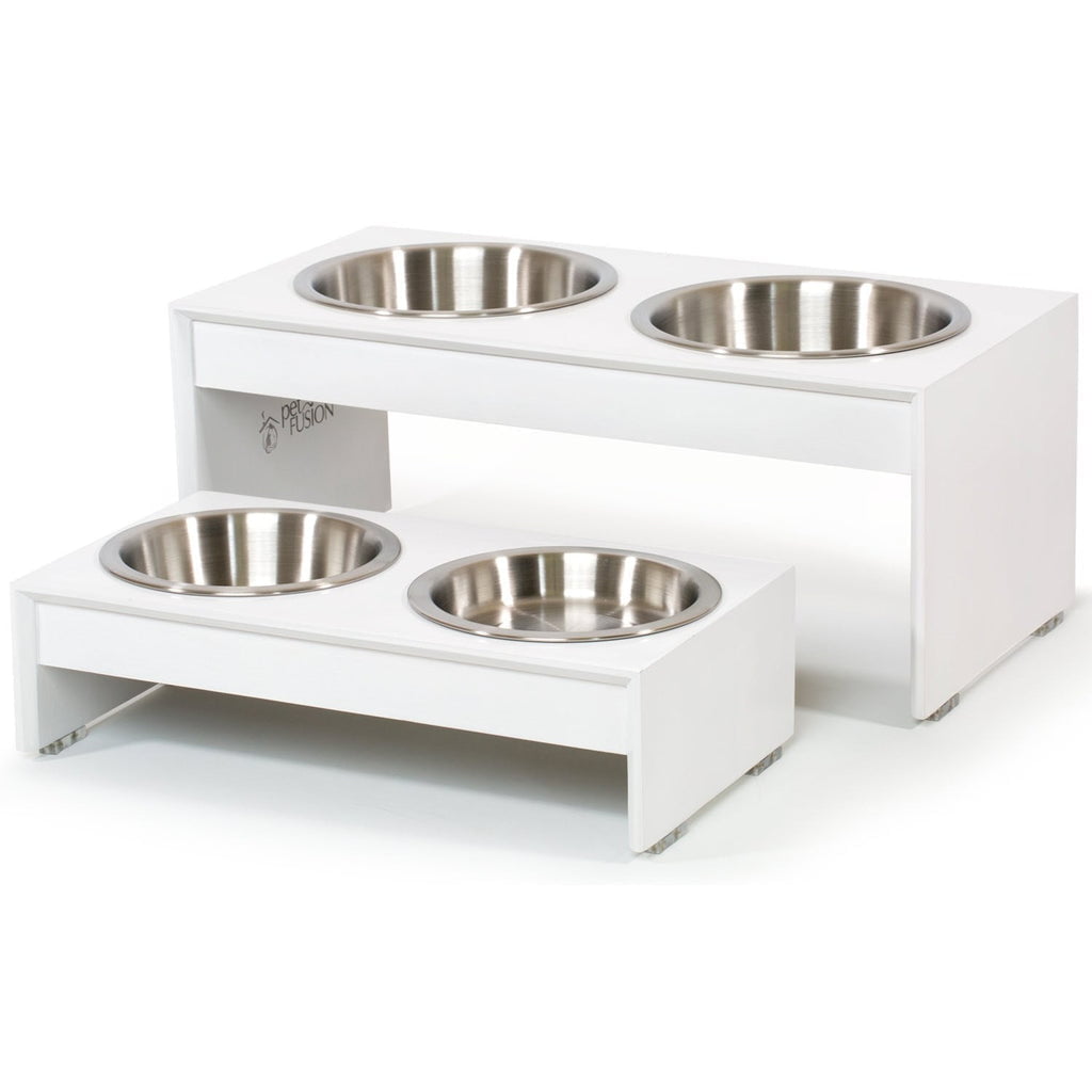 PetFusion Elevated Dog Bowls, Cat Bowls (4", 8" Tall Options). Bamboo