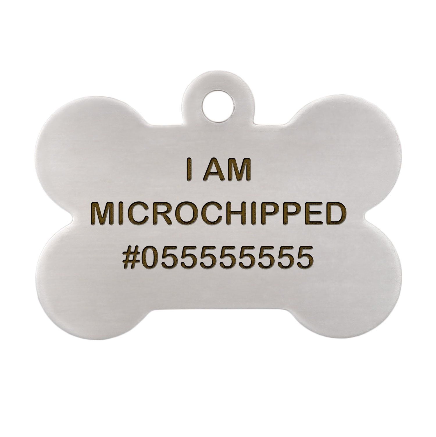 Amazon.com: DogIDs Personalized "I am Microchipped" Bone Shaped Identification  Tag, Custom Laser Engraved Double Sided ID Tag with S-Hook and Split Ring -  Stainless Steel, Large, 1 1/4 in : Pet Supplies