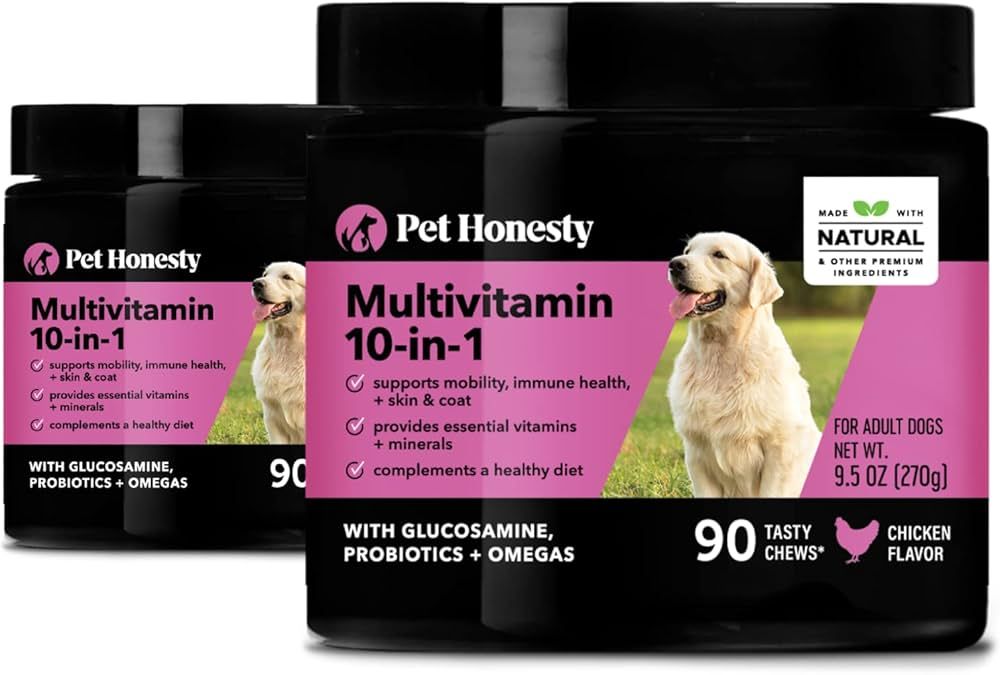 Amazon.com : PetHonesty 10 in 1 Dog Multivitamin - Glucosamine Essential  Dog Supplements & Vitamins - Glucosamine Chondroitin, Probiotics, Omega  Fish Oil - Dogs Health & Heart- Dog Health Supplies - 2 Pack : Pet Supplies