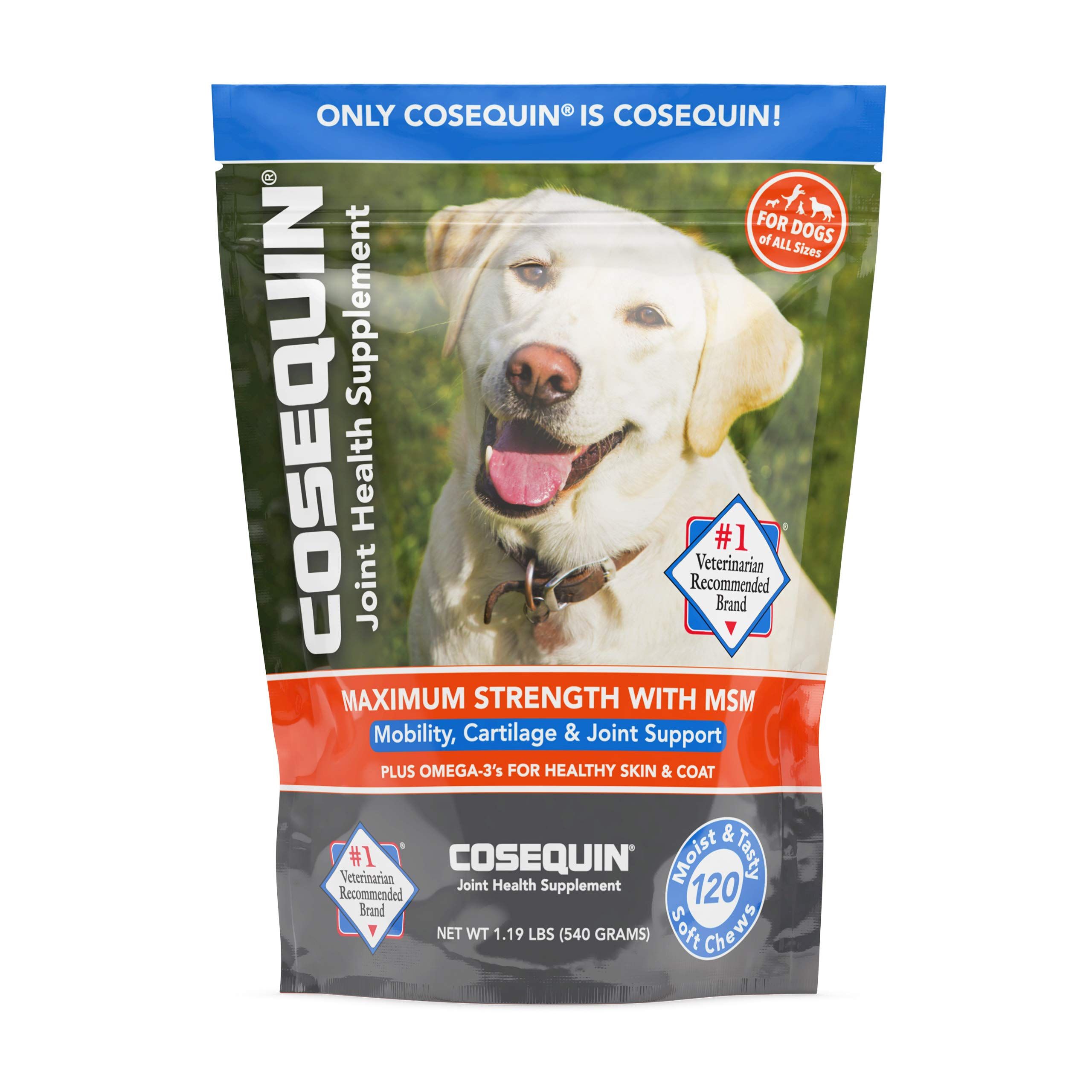 Amazon.com : Nutramax Cosequin Joint Health Supplement for Dogs - With  Glucosamine, Chondroitin, MSM, and Omega-3's, 120 Soft Chews : Pet Supplies